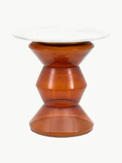 Runder Beistelltisch Turin aus Glas und Marmor, mundgeblasen