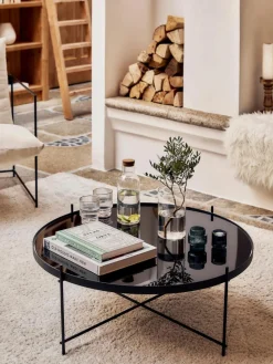 Runder Couchtisch Cupid mit abnehmbarer Glasplatte