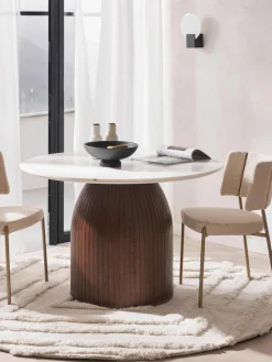 Runder Esstisch Nelly mit Marmor-Tischplatte, Ø 115 cm