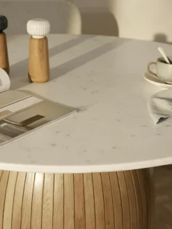 Runder Esstisch Nelly mit Marmor-Tischplatte, Ø 115 cm