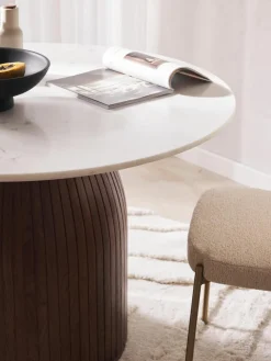 Runder Esstisch Nelly mit Marmor-Tischplatte, Ø 115 cm