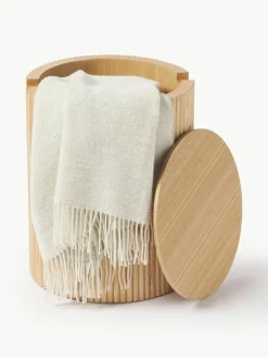 Runder Holz-Beistelltisch Nele mit Stauraum