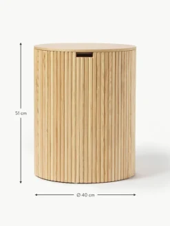 Runder Holz-Beistelltisch Nele mit Stauraum