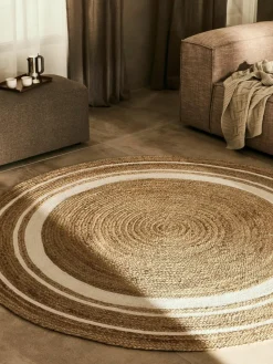 Runder Jute-Teppich Clover, handgefertigt