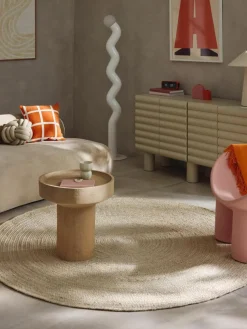 Runder Jute-Teppich Sharmila, handgefertigt