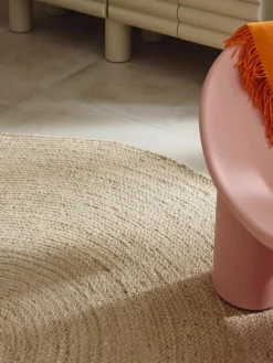 Runder Jute-Teppich Sharmila, handgefertigt