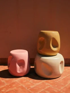 Runder Keramik-Beistelltisch Currents, handgefertigt