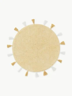 Runder Kinderteppich Malu mit Quasten, handgetuftet