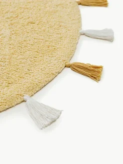 Runder Kinderteppich Malu mit Quasten, handgetuftet