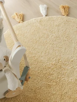 Runder Kinderteppich Malu mit Quasten, handgetuftet