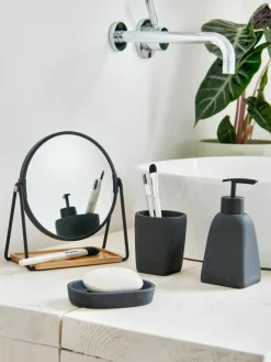 Runder Kosmetikspiegel Nora mit Ablagefläche und Vergrößerung