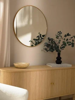 Runder Wandspiegel Avery mit Eichenholzrahmen