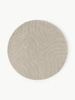 Runder Wollteppich Aaron, handgetuftet