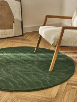 Runder Wollteppich Aaron, handgetuftet