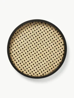 Rundes Deko-Tablett Carina mit Wiener Geflecht