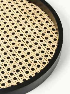 Rundes Deko-Tablett Carina mit Wiener Geflecht