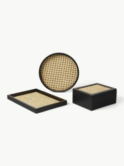 Rundes Deko-Tablett Carina mit Wiener Geflecht