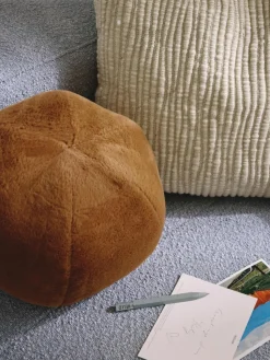 Rundes Kunstfell-Dekokissen Ginny