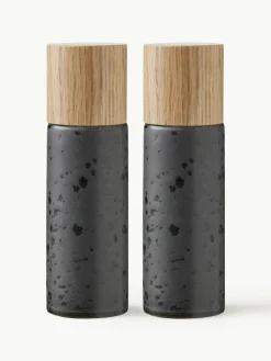 Salz- und Pfeffermühle Bizz mit Holzdeckel, 2er-Set