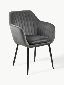 Samt-Armlehnstuhl Emilia mit Metallbeinen