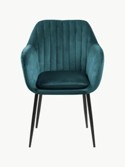 Samt-Armlehnstuhl Emilia mit Metallbeinen