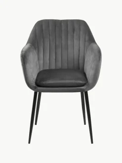 Samt-Armlehnstuhl Emilia mit Metallbeinen