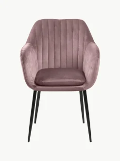 Samt-Armlehnstuhl Emilia mit Metallbeinen