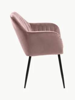 Samt-Armlehnstuhl Emilia mit Metallbeinen