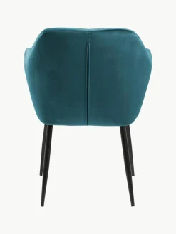Samt-Armlehnstuhl Emilia mit Metallbeinen
