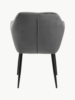 Samt-Armlehnstuhl Emilia mit Metallbeinen