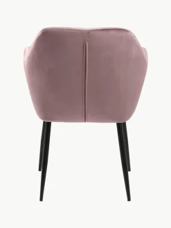 Samt-Armlehnstuhl Emilia mit Metallbeinen