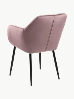 Samt-Armlehnstuhl Emilia mit Metallbeinen