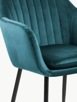 Samt-Armlehnstuhl Emilia mit Metallbeinen