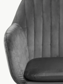 Samt-Armlehnstuhl Emilia mit Metallbeinen