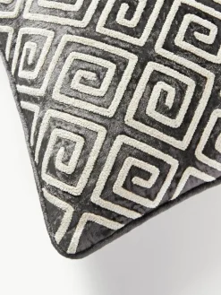 Samt-Kissenhülle Solenne mit Chenille-Stickerei