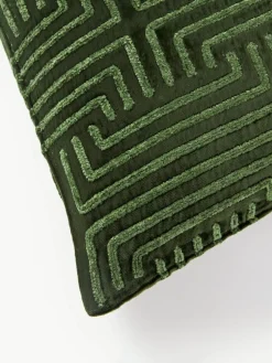 Samt-Kissenhülle Stormi mit Chenille-Stickerei