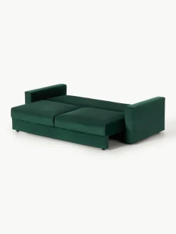 Samt-Schlafsofa Tasha (3-Sitzer) mit Stauraum