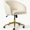 Samt-Schreibtischstuhl Laria mit Armlehne, höhenverstellbar