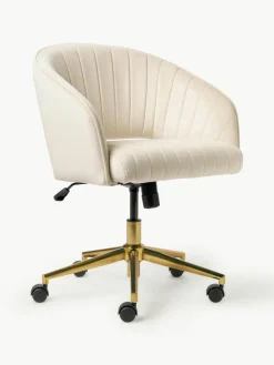 Samt-Schreibtischstuhl Laria mit Armlehne, höhenverstellbar