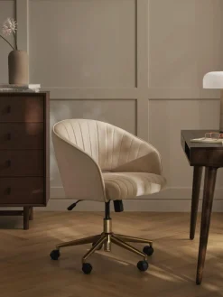 Samt-Schreibtischstuhl Laria mit Armlehne, höhenverstellbar