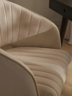 Samt-Schreibtischstuhl Laria mit Armlehne, höhenverstellbar