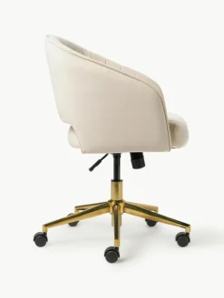 Samt-Schreibtischstuhl Laria mit Armlehne, höhenverstellbar