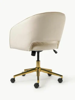 Samt-Schreibtischstuhl Laria mit Armlehne, höhenverstellbar