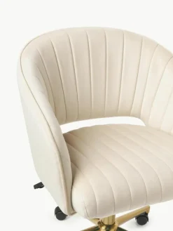 Samt-Schreibtischstuhl Laria mit Armlehne, höhenverstellbar