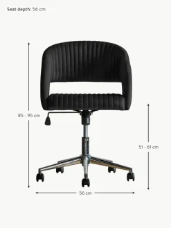 Samt-Schreibtischstuhl Murray, höhenverstellbar
