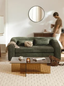 Schlafsofa Eliot (2-Sitzer) aus Teddy-Bouclé