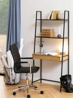 Schmaler Schreibtisch Seaford mit Ablageflächen