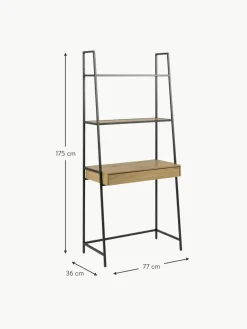 Schmaler Schreibtisch Seaford mit Ablageflächen