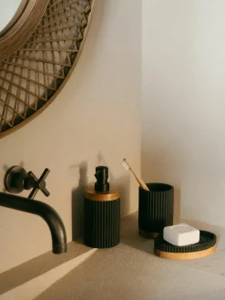 Seifenspender Laura mit Holz-Dekor