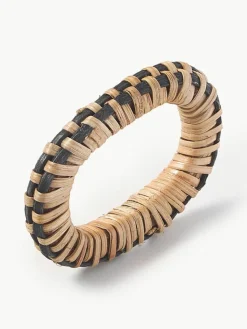 Serviettenringe Weave aus Rattan und Mangoholz, 4 Stück